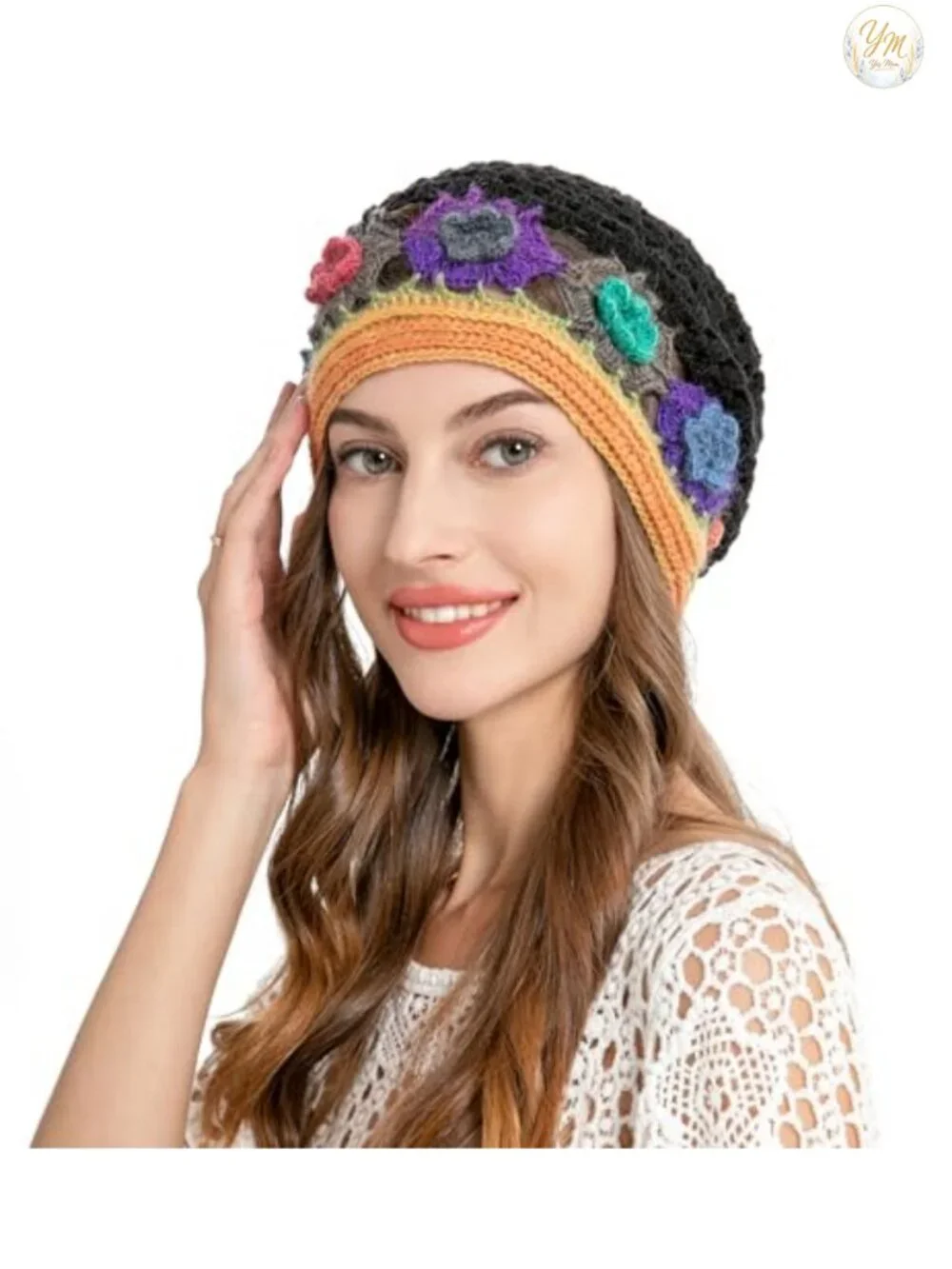 Women's Handmade Crochet Slouchy Beanie Hat Cotton Knit Skull Cap Lightweight